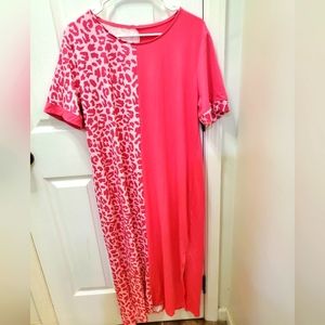 Womens large pink leopard dress